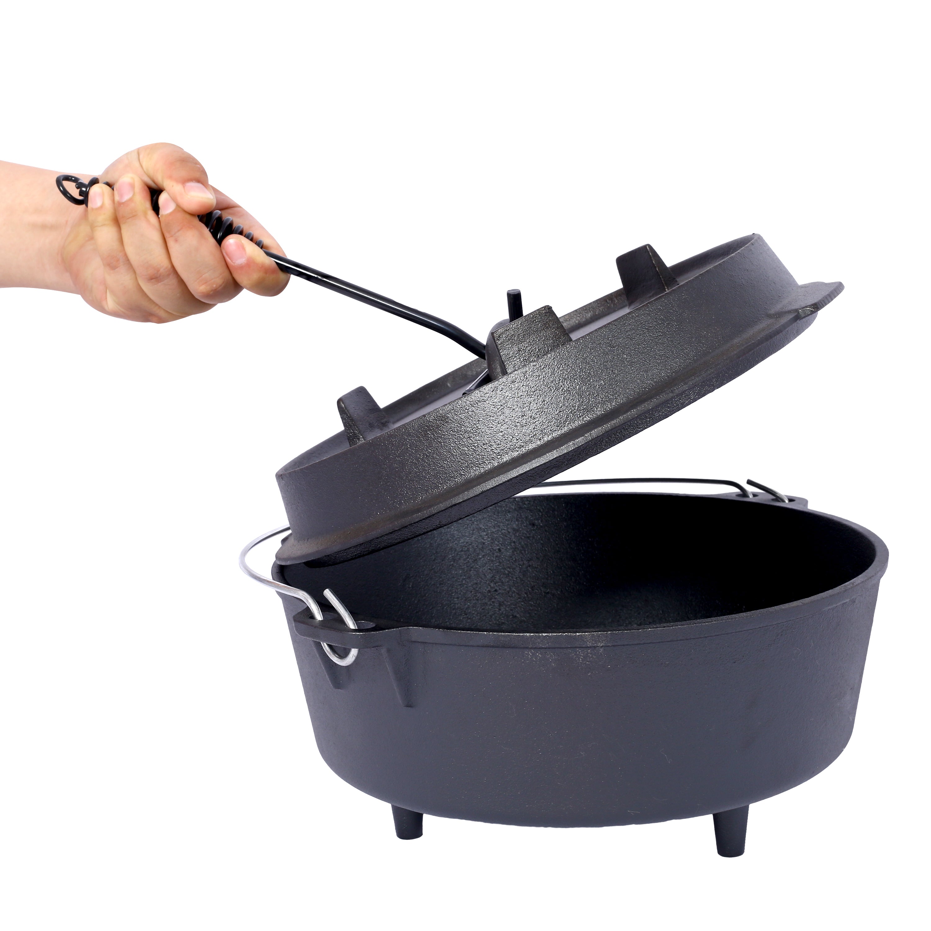 Marmite Fonte 12 Quart avec Couvercle - Camping - BBQ - 11L