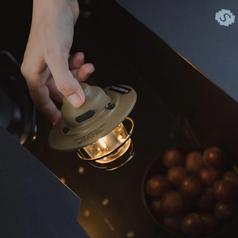 Lampe Camping Pomme de Pin Rétro - Ambiance Chaleureuse - USB-C