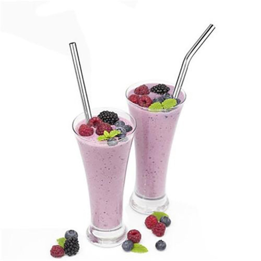 Pailles Inox Réutilisables 4pcs 304 - Acier Métal - Brosse + Sac - Smoothie