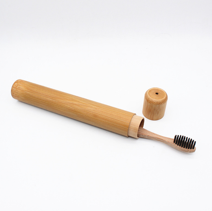 Brosse à Dents Bambou Naturel Biodégradable - Écologique - 5 Couleurs - Étui Voyage