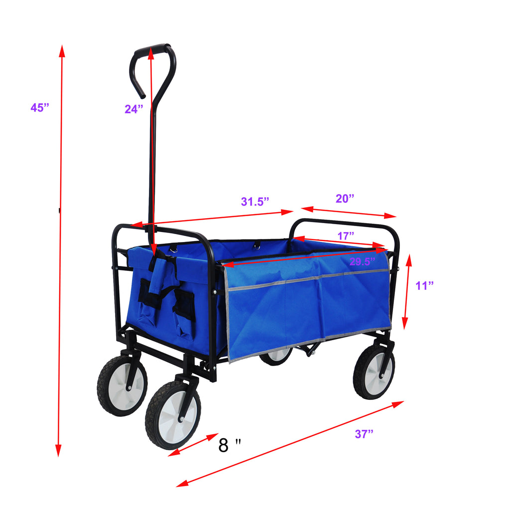 Chariot Pliant Jardin Courses Plage - Bleu - Wagon