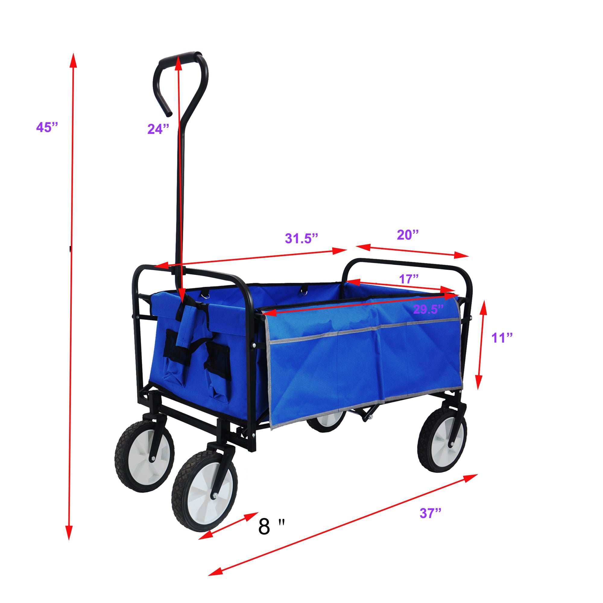 Chariot Pliant Jardin Courses Plage - Bleu - Wagon