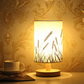 Lampe Table Lin LED - Blanc Chaud - Chevet USB - Abat-jour Lin Bois