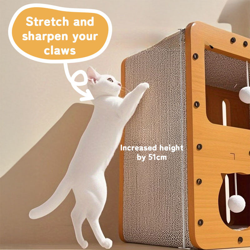 Maison Chat 3-en-1 - Lit Griffoir - Carton Écologique Multi-Couches