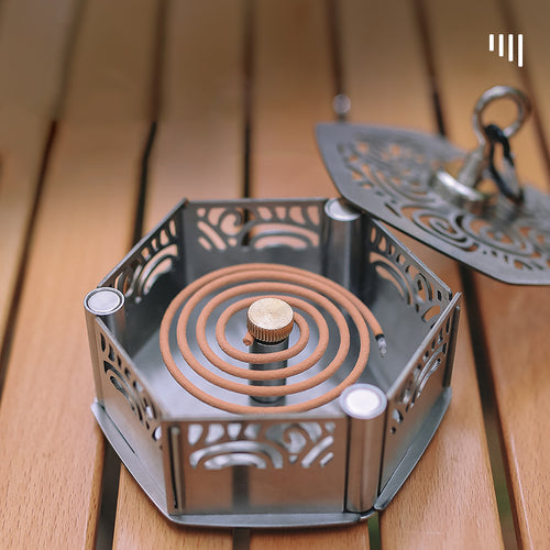 Boîte Encens Anti-Moustique Magnétique - Inox Coupe-Vent - Camping Portable