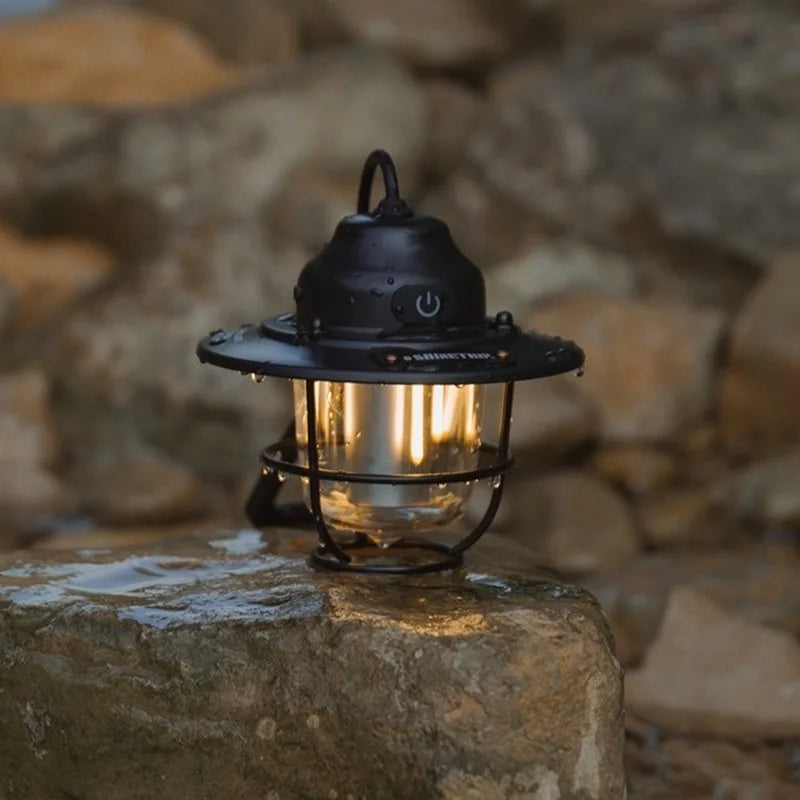 Lampe Camping Pomme de Pin Rétro - Ambiance Chaleureuse - USB-C
