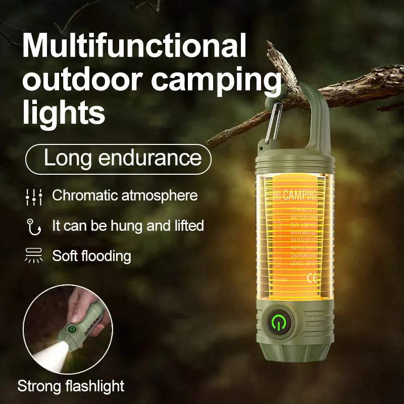 Lampe Camping Rétro Multifonction - Torche Puissante - Rechargeable - Ambiance