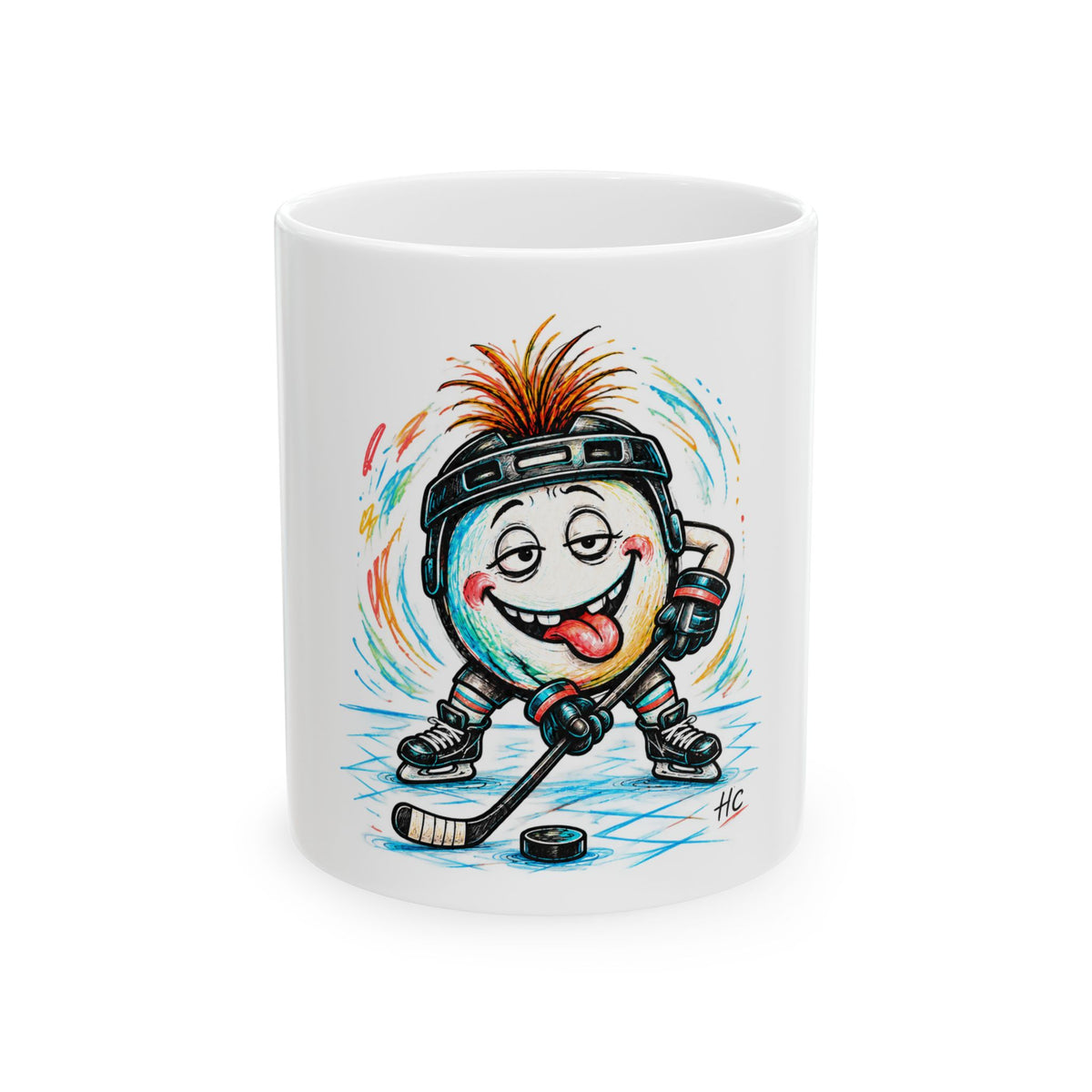 Tasse en céramique – Bonhomme joueur de hockey amusant