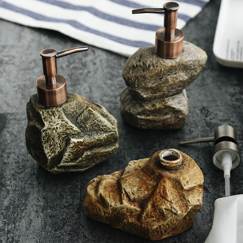 Distributeur Savon Pierre Rétro Céramique - Salle Bain Vintage - Pompe