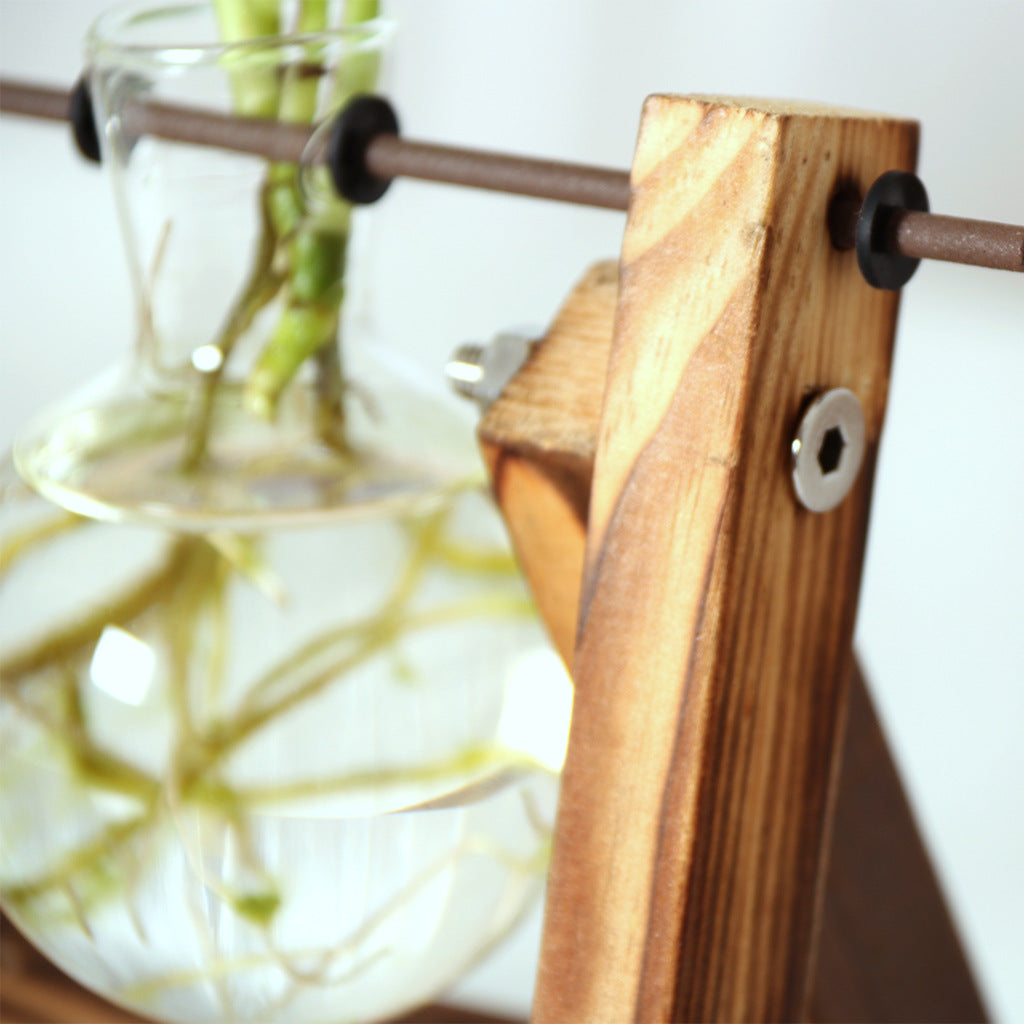 Vase Cadre Bois Transparent Plante - Ornement Bureau - Contenant