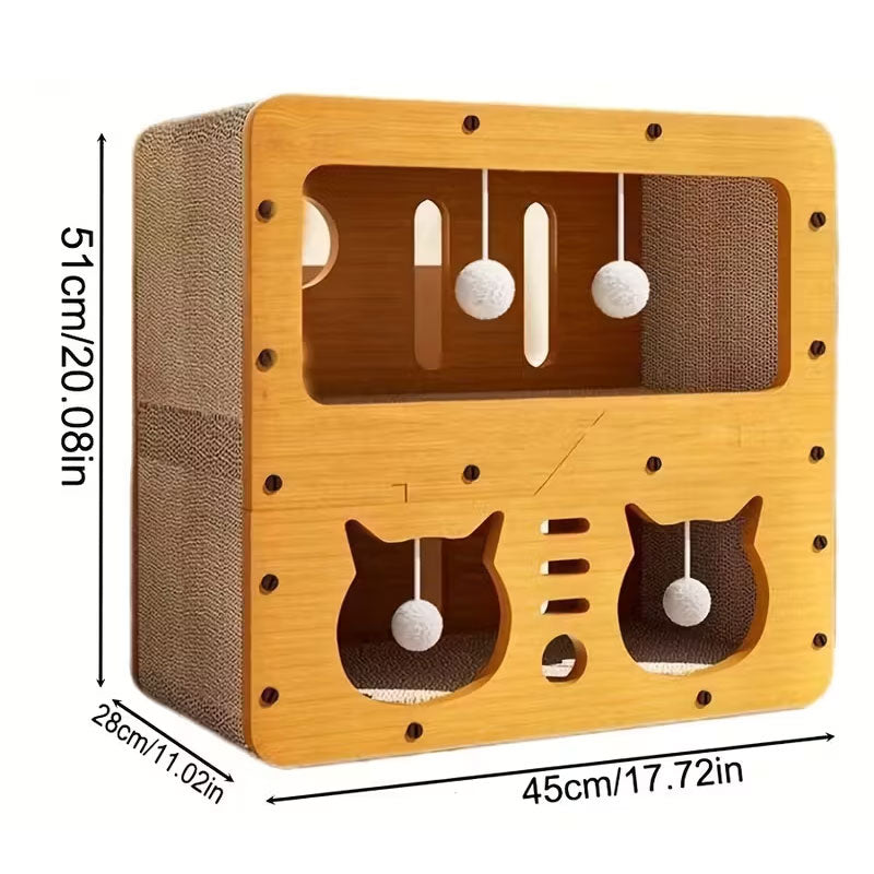 Maison Chat 3-en-1 - Lit Griffoir - Carton Écologique Multi-Couches