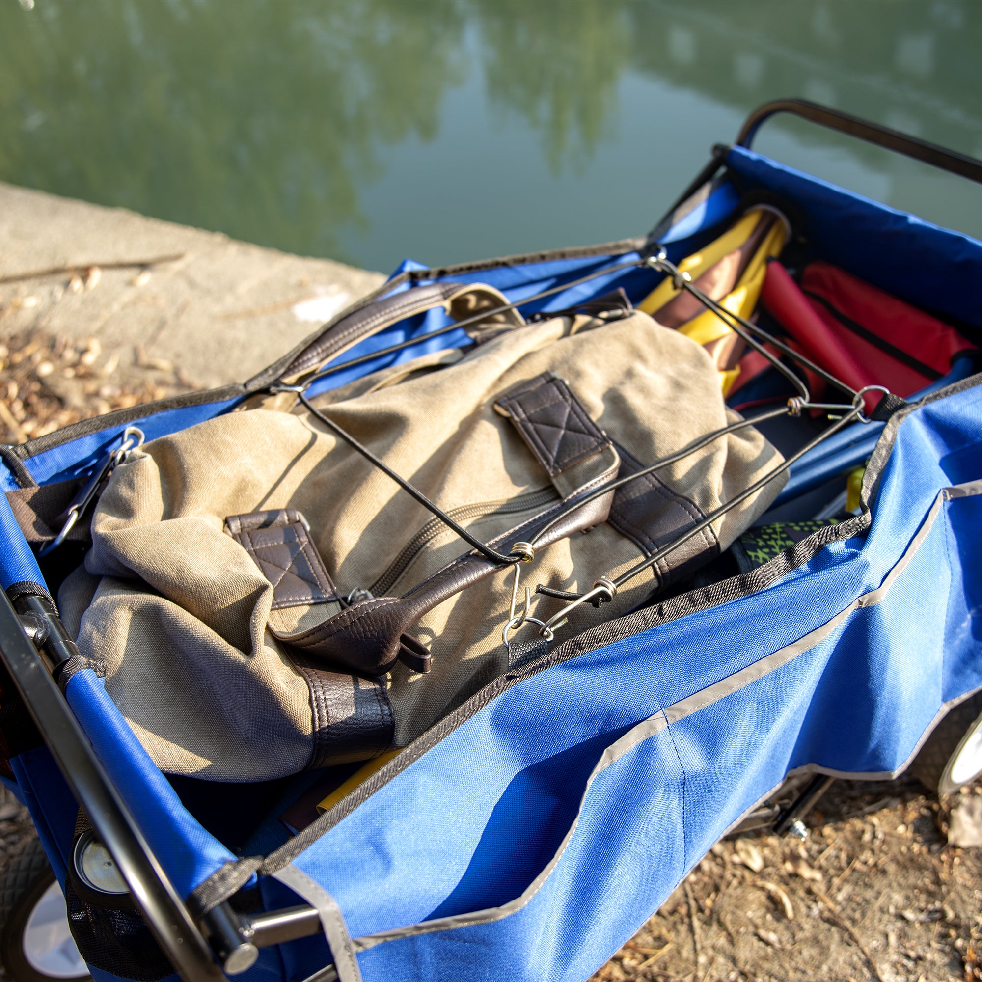 Chariot Pliant Jardin Courses Plage - Bleu - Wagon