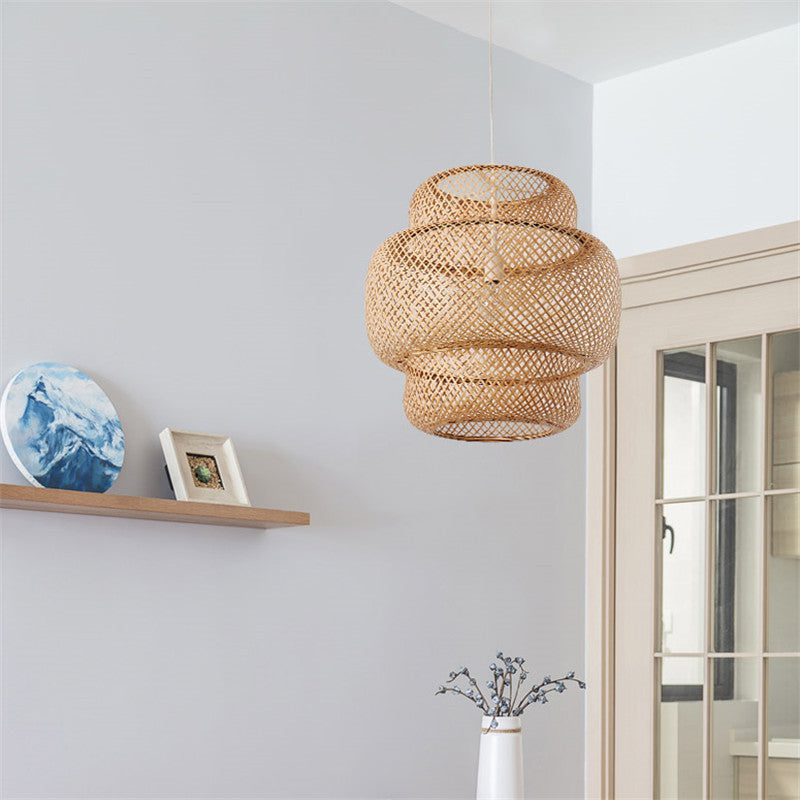 Lustre Suspension Bambou Tissé - Style Nordique B&B - 50cm - Bohème