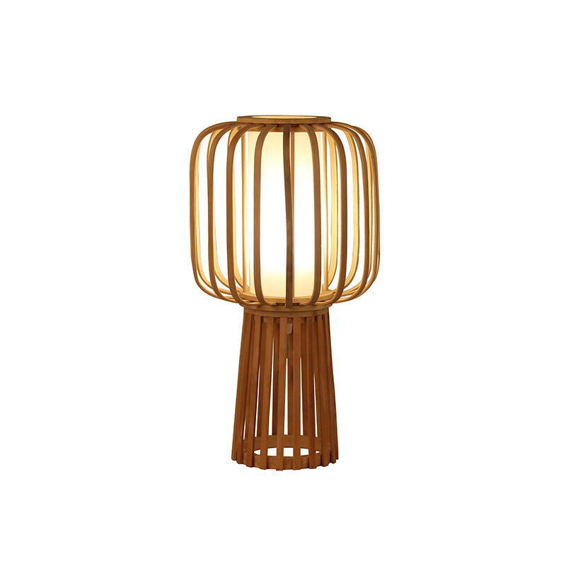 Lampe de Table Bambou Japonais - Fait Main - Design Simple et Moderne