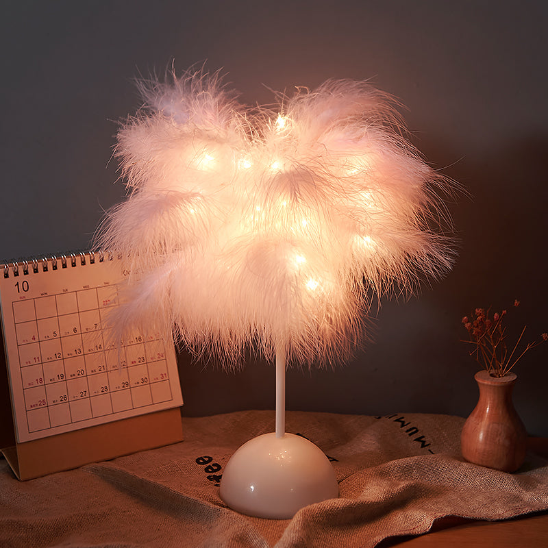 Lampe de table nordique en plumes – Veilleuse décorative pour chambre