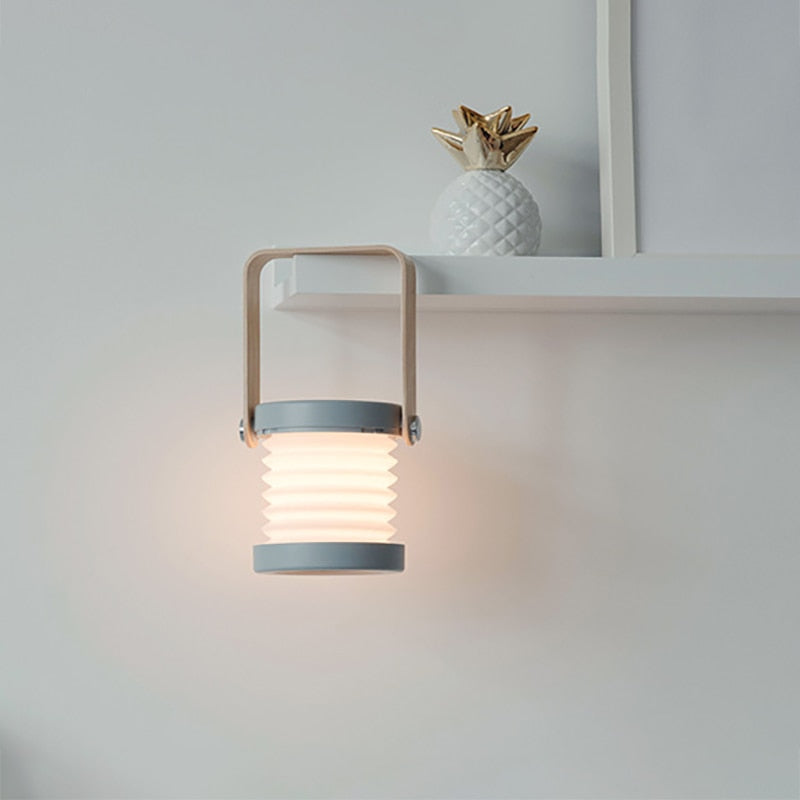 Lanterne Poignée Bois Télescopique Pliante - LED Rechargeable - Lecture Nuit