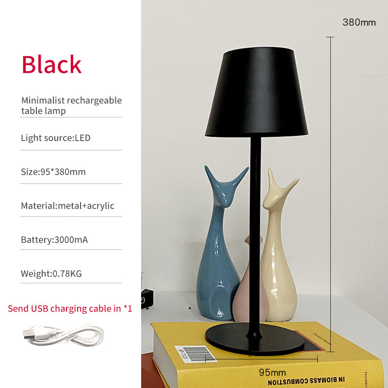 Lampe Table Métal Haut Pied LED - Style Américain Nordique - Hôtel Bar - USB Protection Yeux