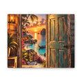 La porte vers le paradis – Toile tropicale au coucher du soleil