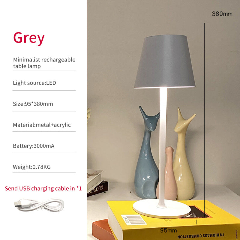 Lampe Table Métal Haut Pied LED - Style Américain Nordique - Hôtel Bar - USB Protection Yeux