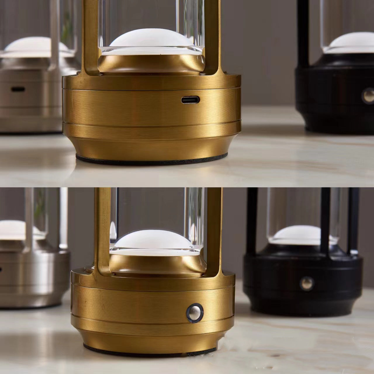 Lampe Table Alu Vintage LED - Ambiance Salle à Manger - USB Tactile - Bar Campin