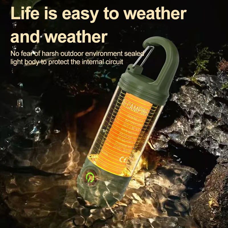 Lampe Camping Rétro Multifonction - Torche Puissante - Rechargeable - Ambiance