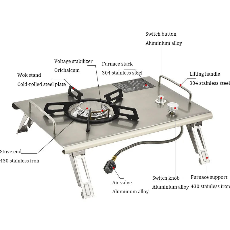 Réchaud Gaz Table Pliant IGT 4000W Inox - Camping Pique-nique Bureau