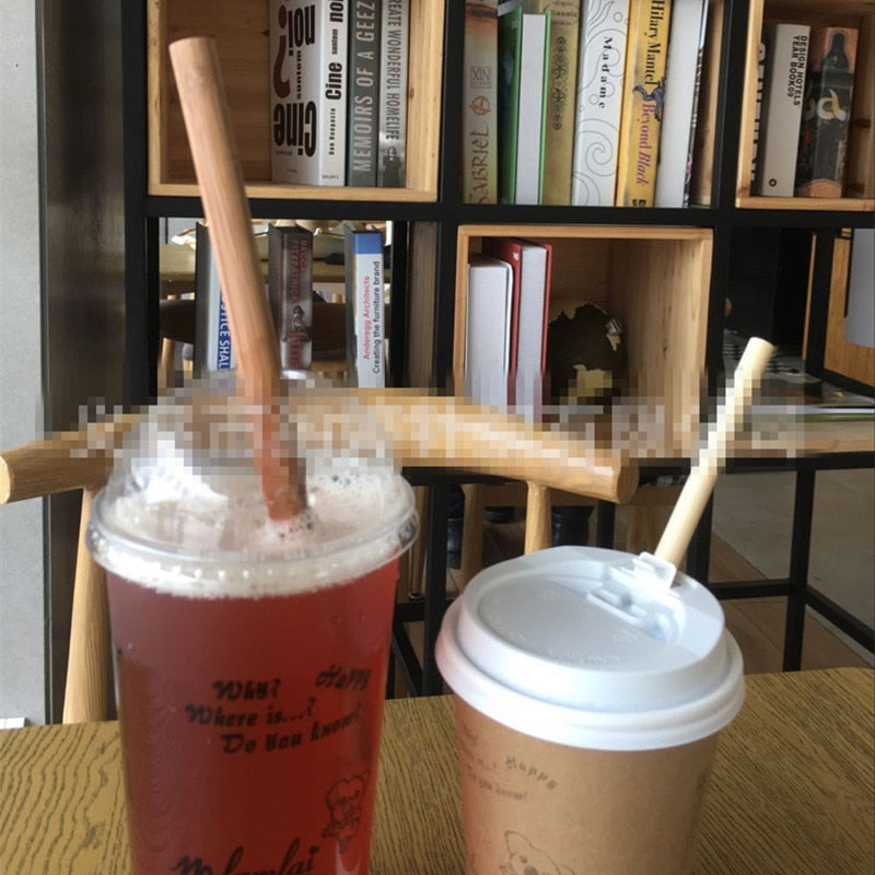Pailles Bambou Réutilisables 100pcs 21.5cm - Écologique - Carbonisées Smoothie