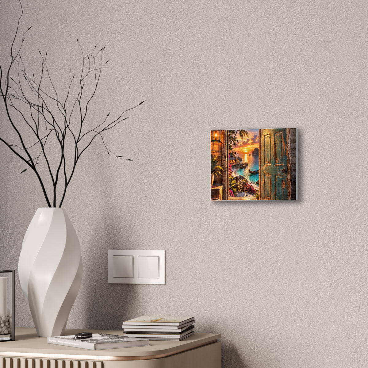 La porte vers le paradis – Toile tropicale au coucher du soleil