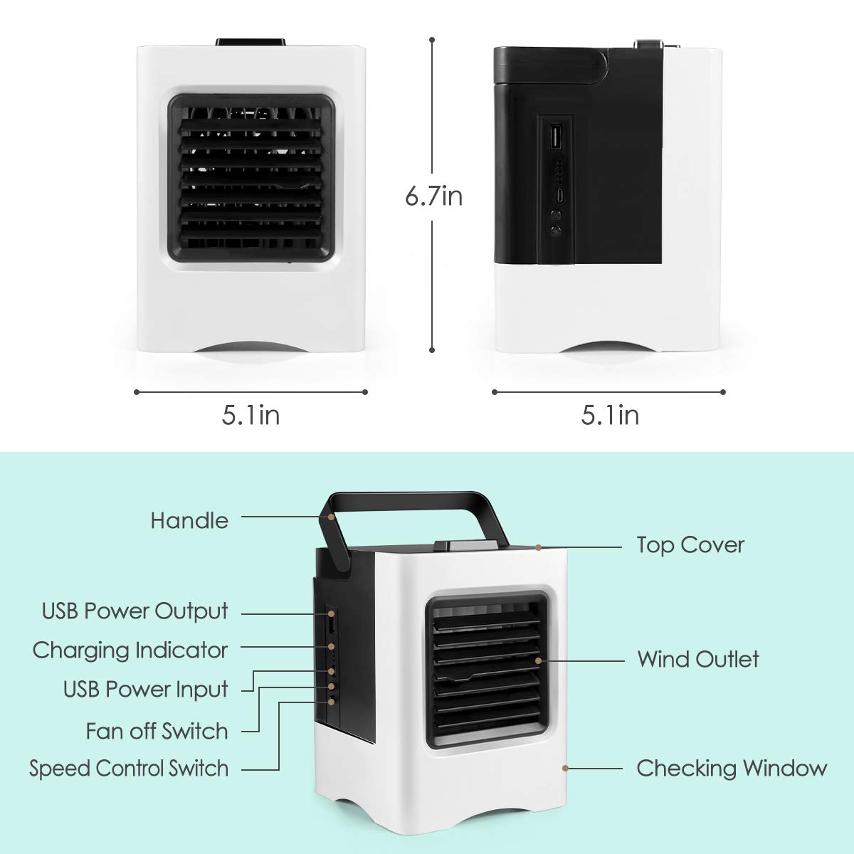 Climatiseur Portable 4-en-1 - Mini Refroidisseur Air USB - Humidificateur
