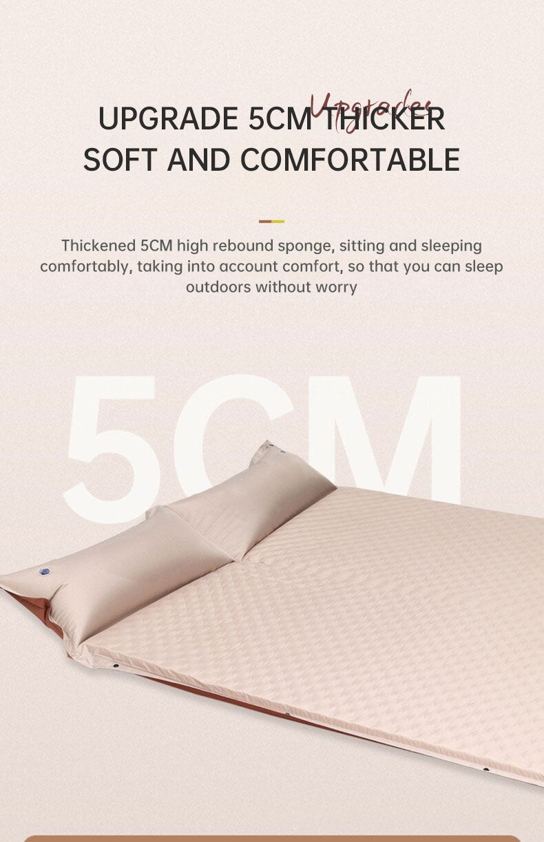 Matelas Autogonflant Camouflage - Coussin Assemblable - Camping avec Oreiller