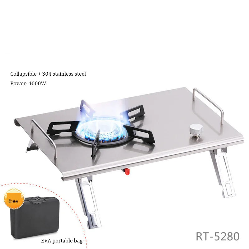 Réchaud Gaz Table Pliant IGT 4000W Inox - Camping Pique-nique Bureau