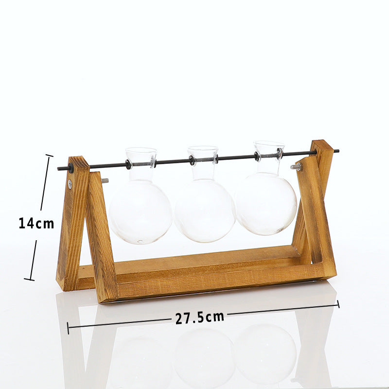 Vase Cadre Bois Transparent Plante - Ornement Bureau - Contenant