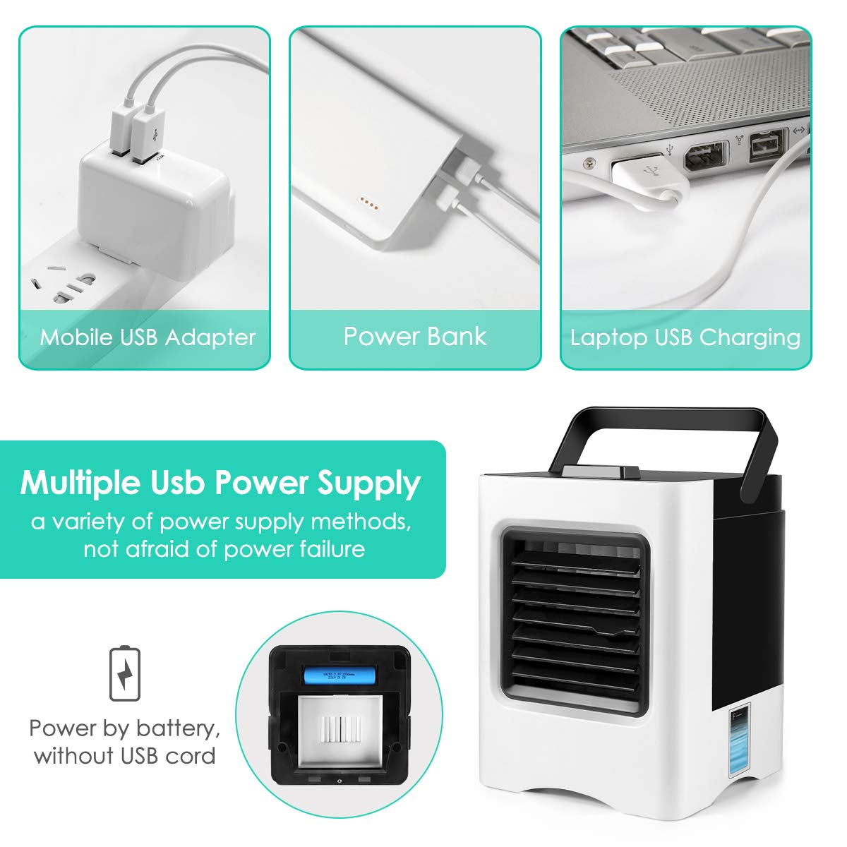 Climatiseur Portable 4-en-1 - Mini Refroidisseur Air USB - Humidificateur