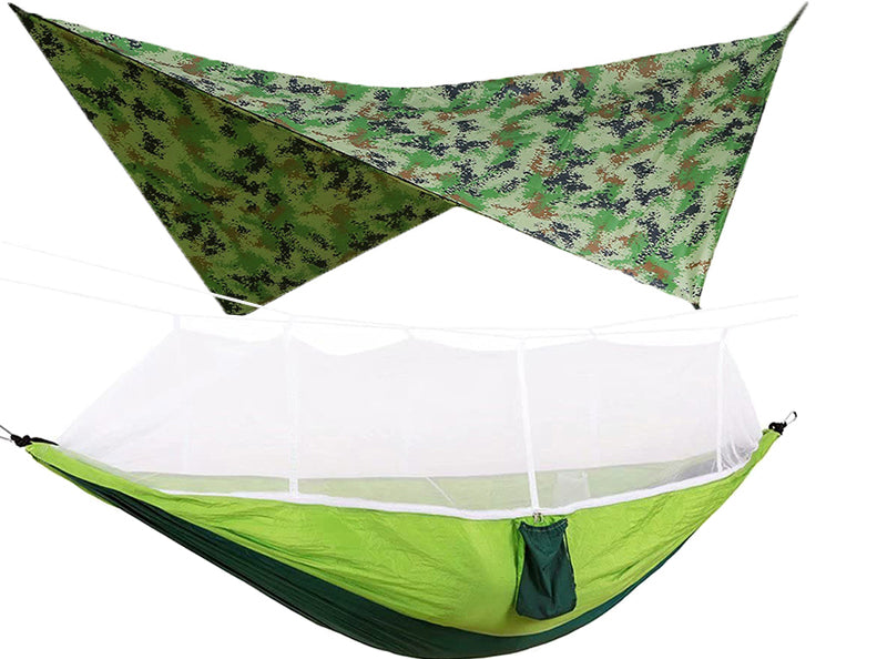 Hamac Double 260x140cm - Moustiquaire + Bâche Pluie - Léger Parachute