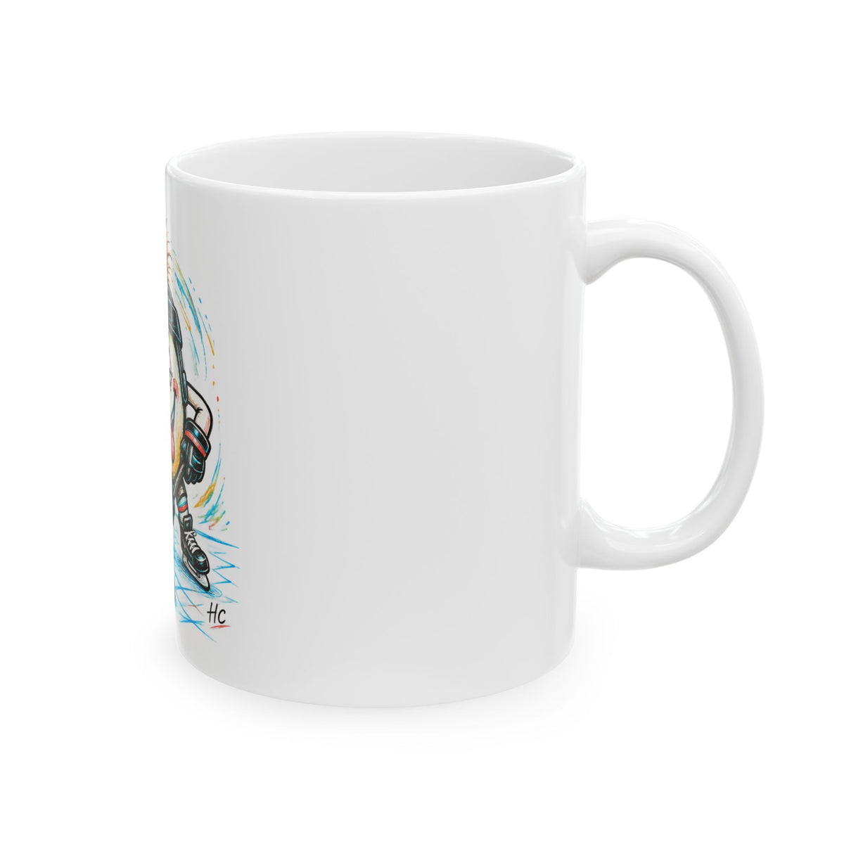 Tasse en céramique – Bonhomme joueur de hockey amusant