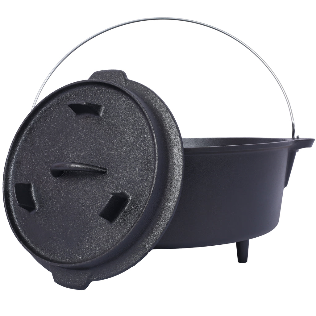 Marmite Fonte 12 Quart avec Couvercle - Camping - BBQ - 11L