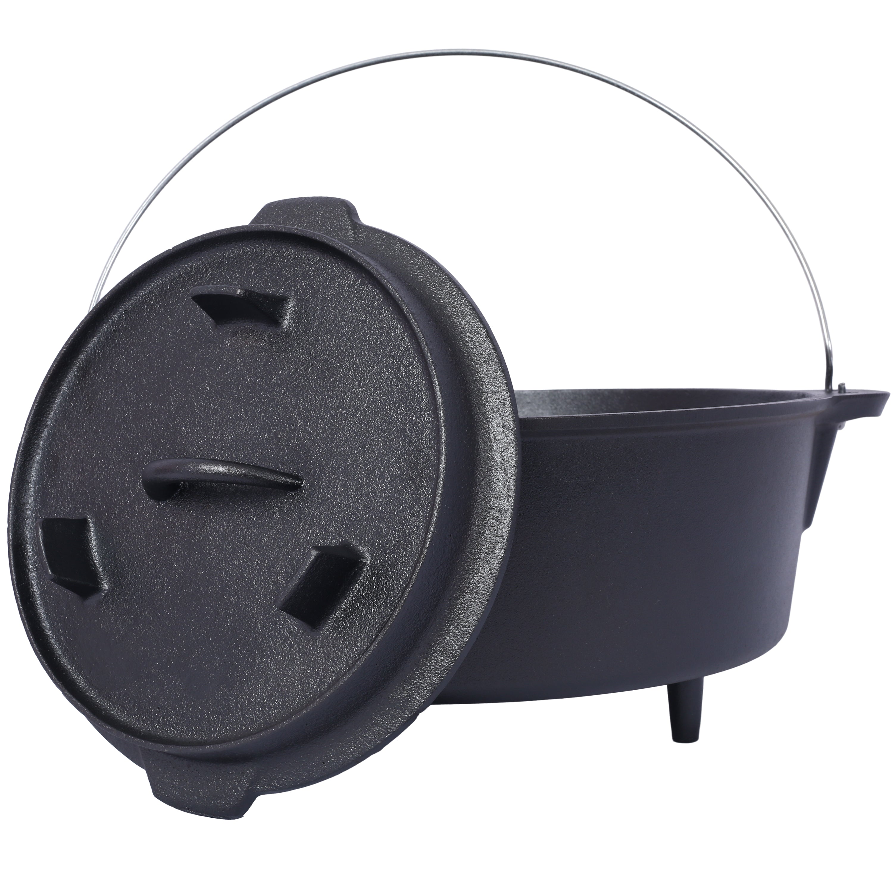 Marmite Fonte 12 Quart avec Couvercle - Camping - BBQ - 11L