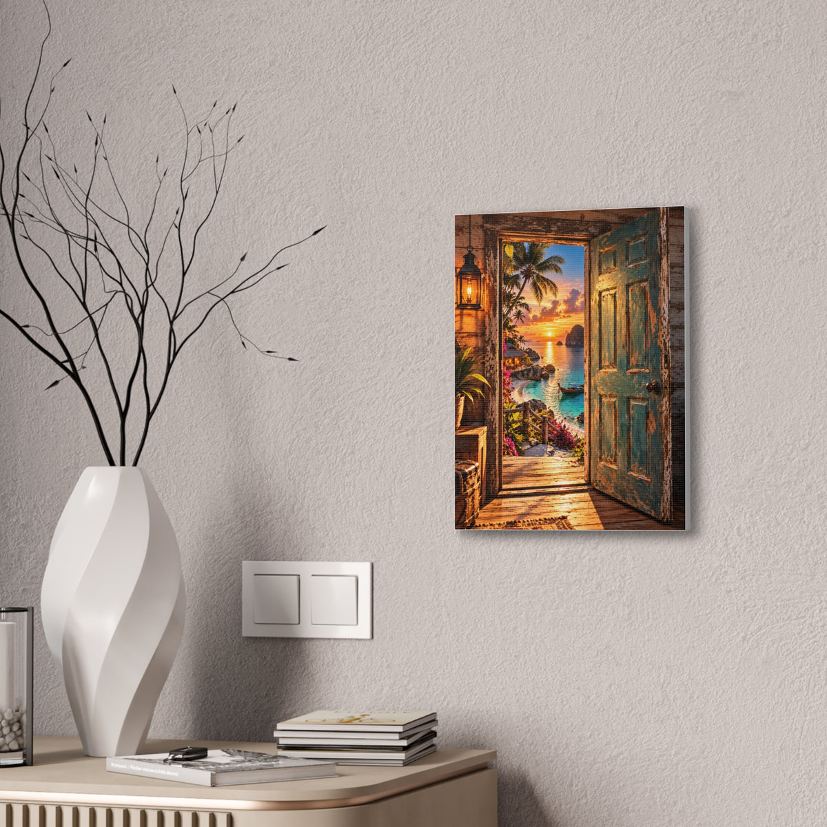 La porte vers le paradis – Toile tropicale au coucher du soleil