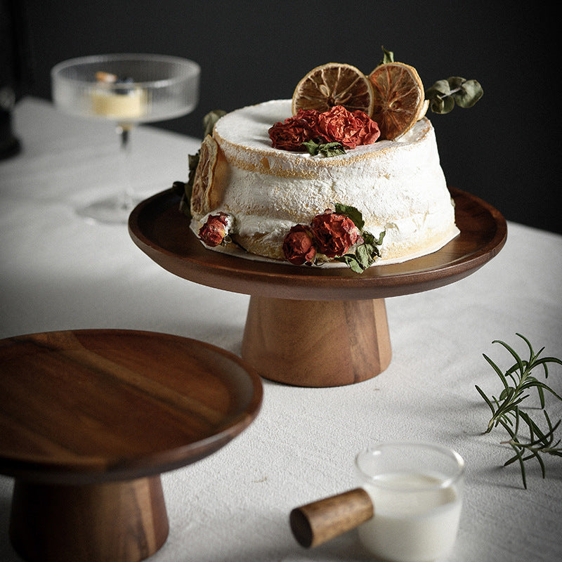 Plateau Fruits Haut Acacia Bois - Déco Salon Thé - Gâteau Snacks - Sur Pied