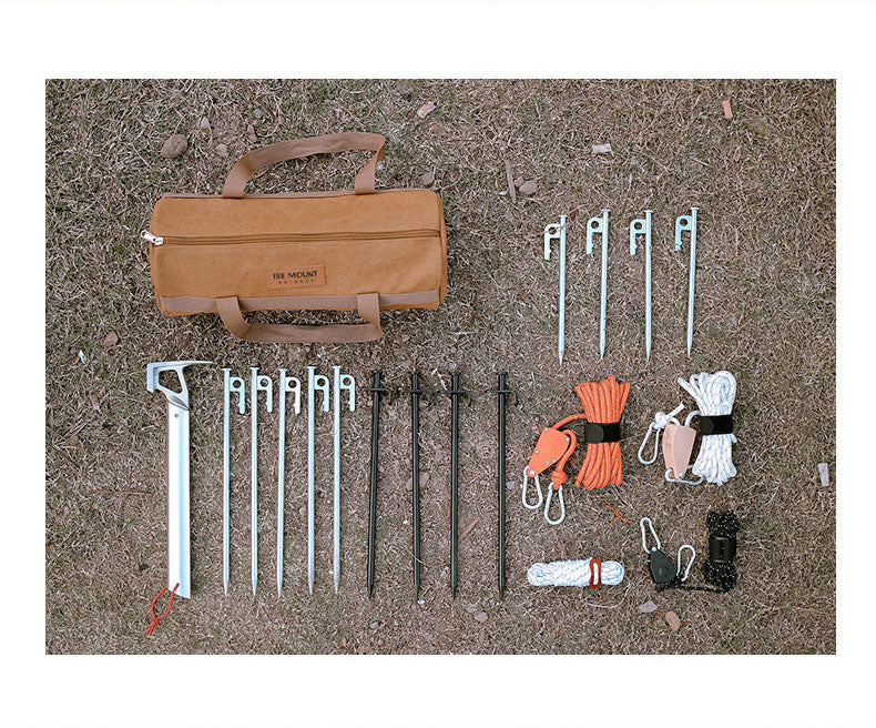 Sac Rangement Accessoires Camping - Piquets Corde - Cylindre Portable