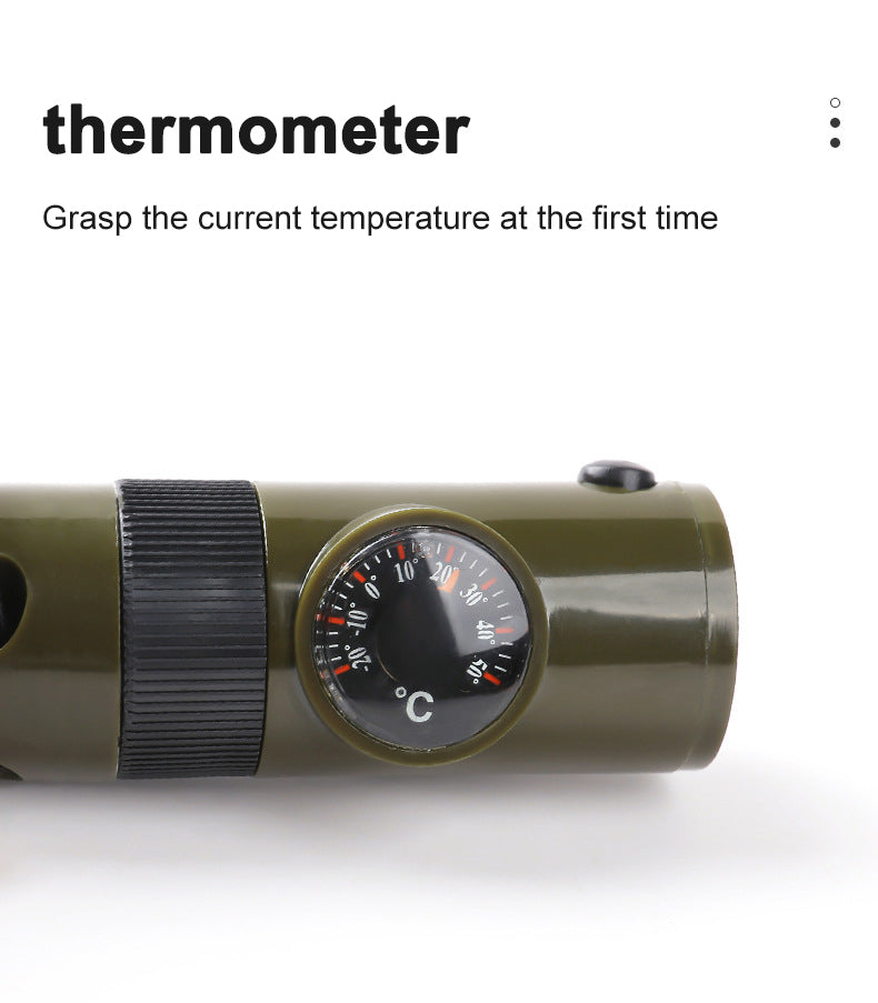 Sifflet Survie 7-en-1 - Boussole Thermomètre - Urgence Randonnée Camping