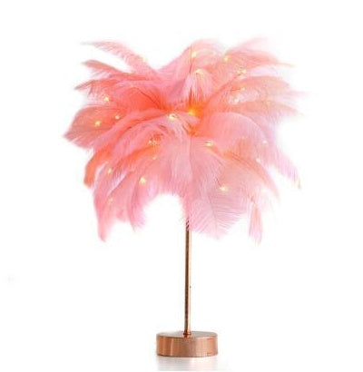 Lampe de table nordique en plumes – Veilleuse décorative pour chambre