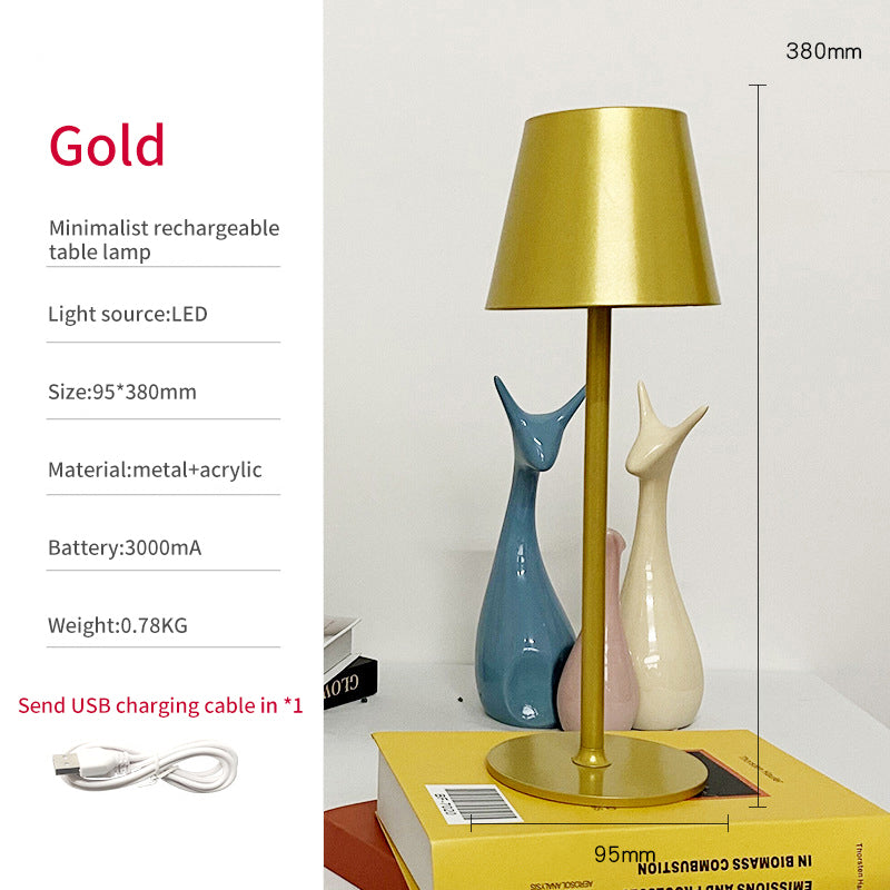 Lampe Table Métal Haut Pied LED - Style Américain Nordique - Hôtel Bar - USB Protection Yeux