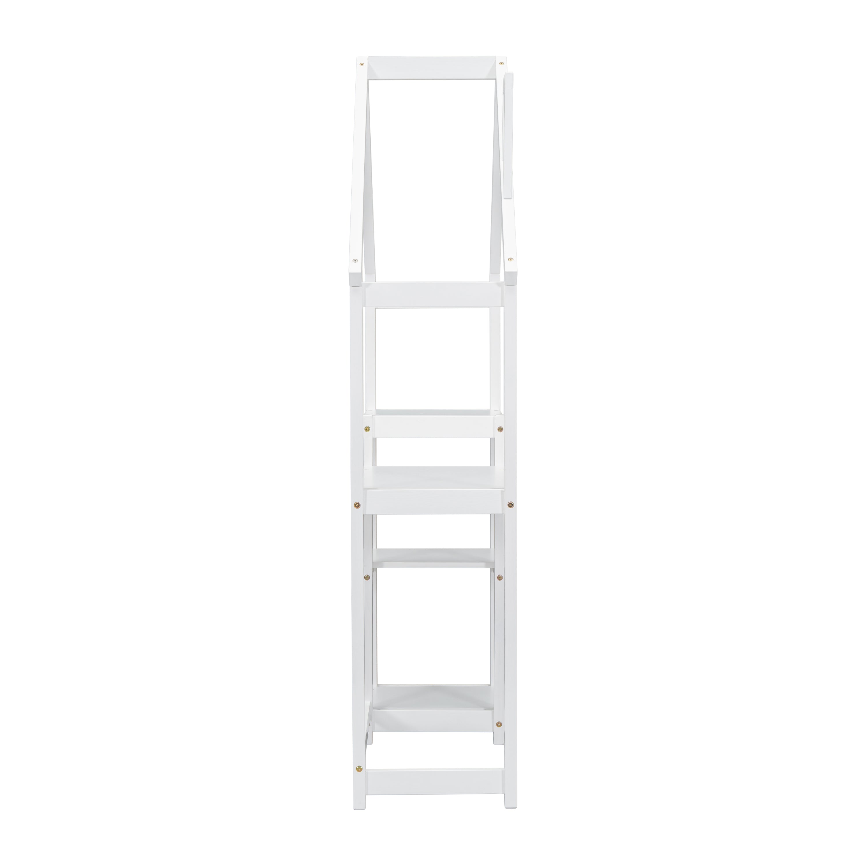 Bureau Enfant Maison Bois Blanc - Table Étude + Bibliothèque + Rangement Jouets