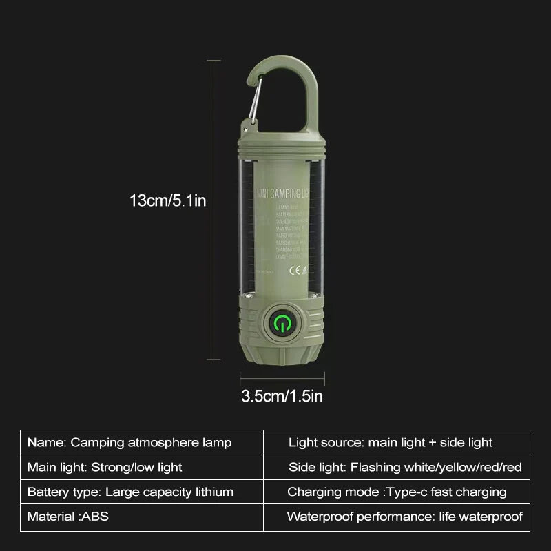 Lampe Camping Rétro Multifonction - Torche Puissante - Rechargeable - Ambiance
