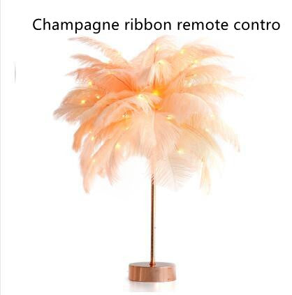 Lampe de table nordique en plumes – Veilleuse décorative pour chambre