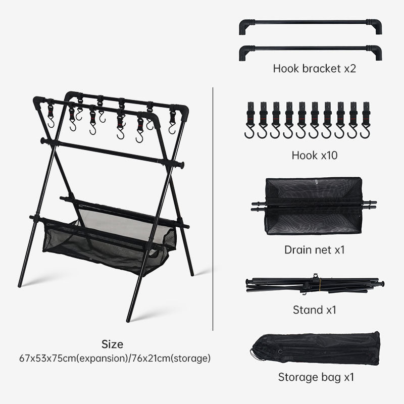 Étagère Pliante Camping - Séchoir Voiture - Filet Séchage - Rangement