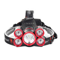 Lampe Frontale LED 1500lm 5xT6 - Vélo Rechargeable 18650 - Pêche Camping