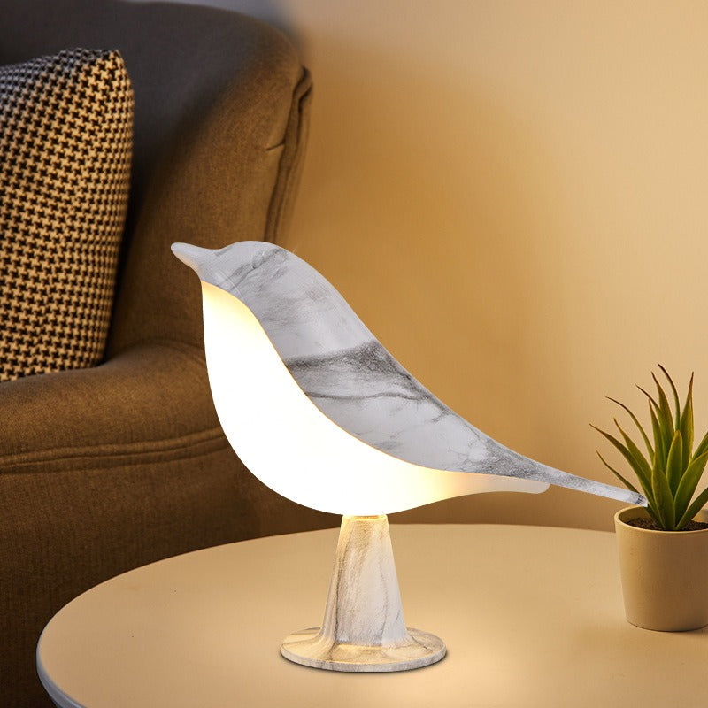 Lampe Chevet Oiseau Bois 3 Couleurs - Tactile Dimmable - Lecture Chambre - Déco 