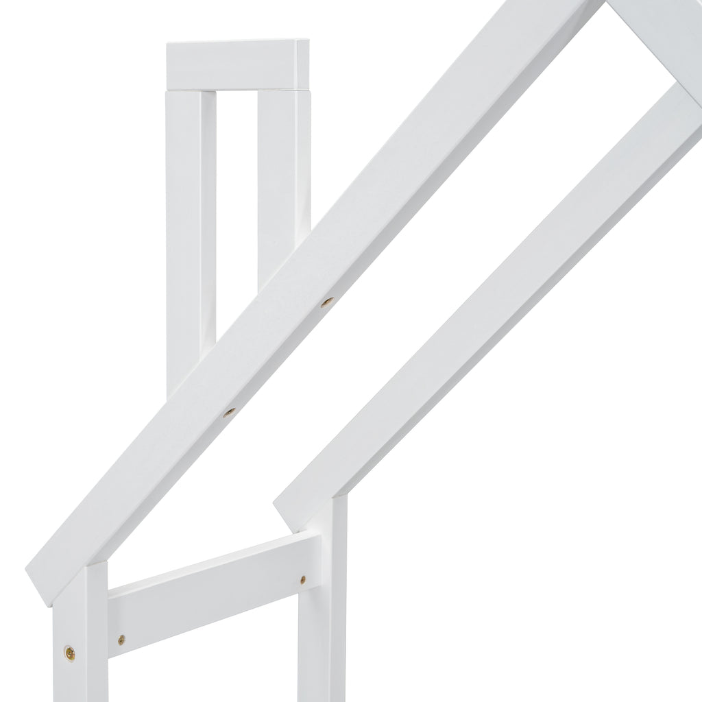 Bureau Enfant Maison Bois Blanc - Table Étude + Bibliothèque + Rangement Jouets